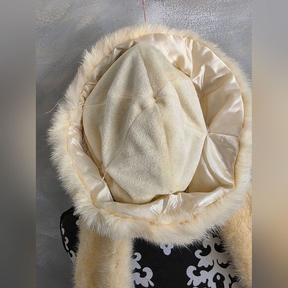 Cream Real Fur Pillbox Hat And Neck Wrap Collar Set Vintage - Picture 9 of 12